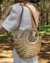 Water hyacinth bag with sparse sedge